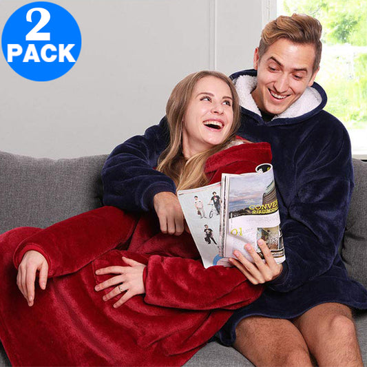 2 X Winter Huggle Hoodies Throw Red and Navy