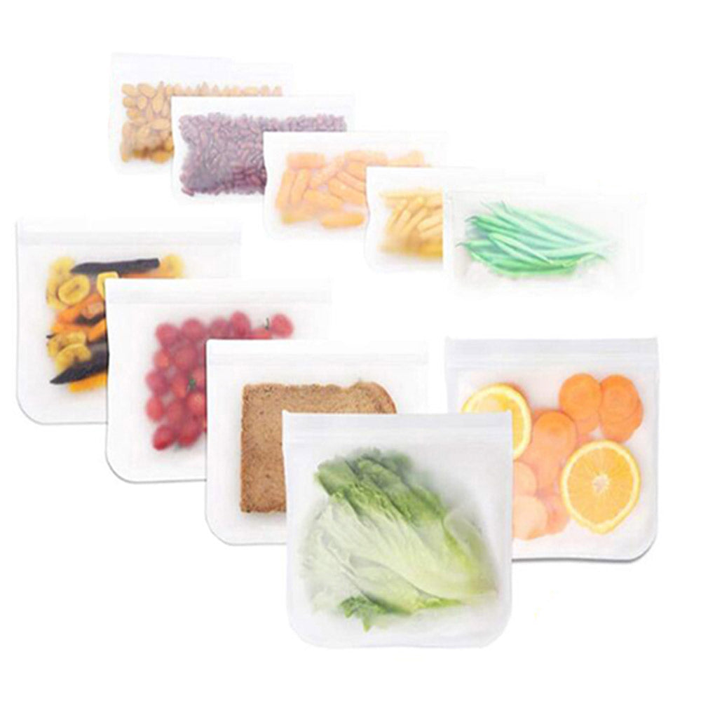 10Pcs Reusable PEVA Food Storage Bag Zip Lock Eco friendly Snack Bags 21x12cm 21x18cm