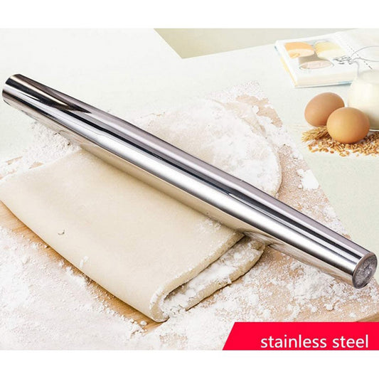 Stainless Steel Rolling Pin Dough Roller Non-Stick Smooth Surface for Fondant Pie Crust Cookie Pizza Pastry
