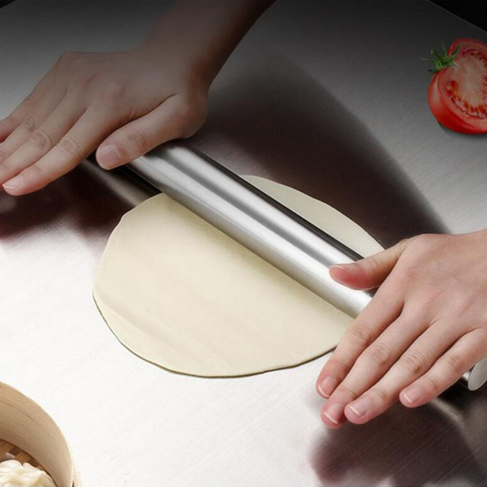 Stainless Steel Rolling Pin Dough Roller Non-Stick Smooth Surface for Fondant Pie Crust Cookie Pizza Pastry