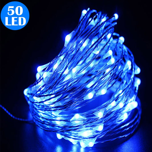 50LED Fairy Lights Battery Operated Copper Wire String Lights Remote Control