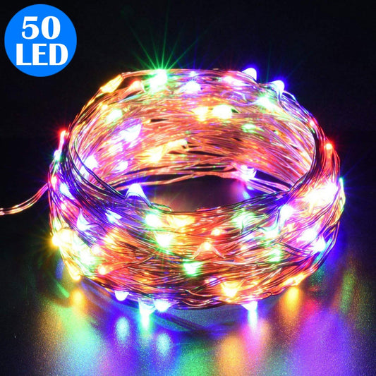 50LED Fairy Lights Battery Operated Copper Wire String Lights Remote Control