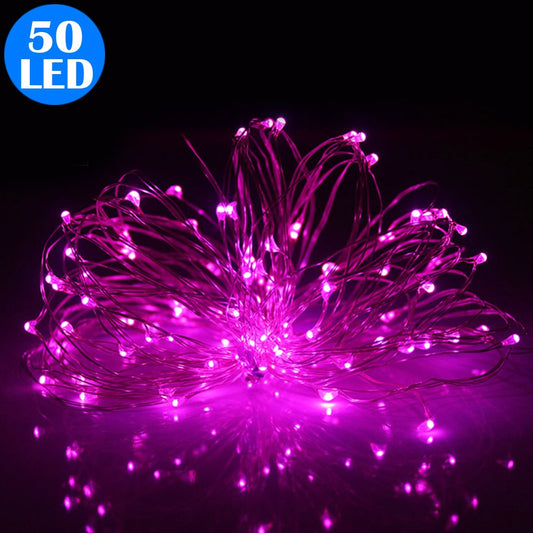 50LED Fairy Lights Battery Operated Copper Wire String Lights Remote Control