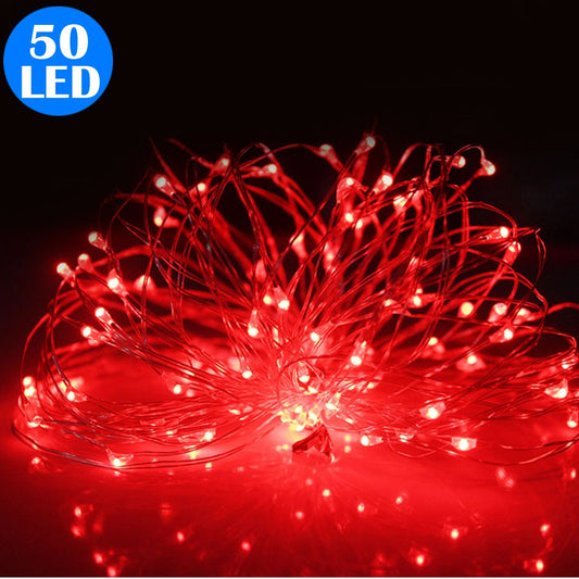 50LED Fairy Lights Battery Operated Copper Wire String Lights Remote Control