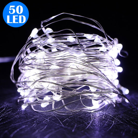 50LED Fairy Lights Battery Operated Copper Wire String Lights Remote Control