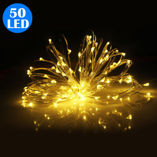 50LED Fairy Lights Battery Operated Copper Wire String Lights Remote Control