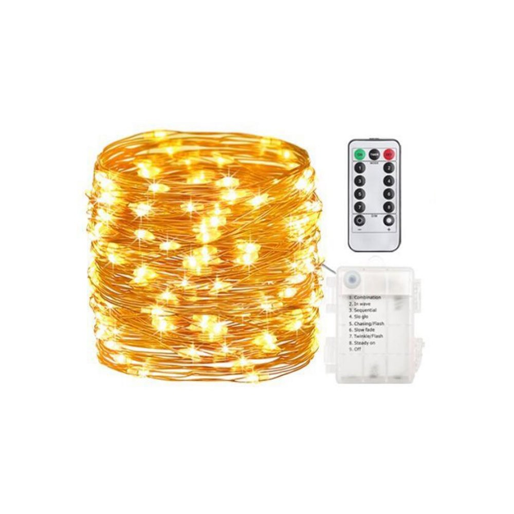100LED Copper Wire String Lights Fairy Lights Battery Operated Remote Control