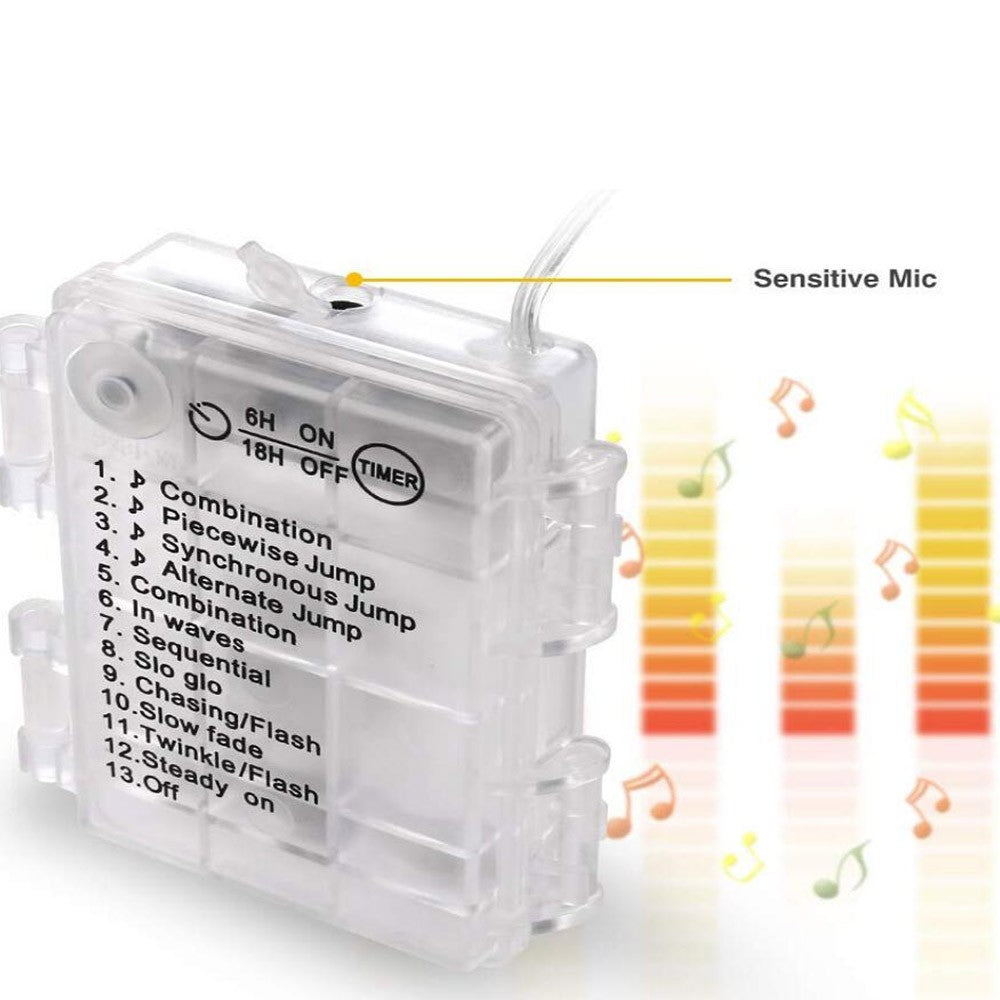 5M 50LED String Lights Sound Activated LED Music Fairy Lights Battery Operated