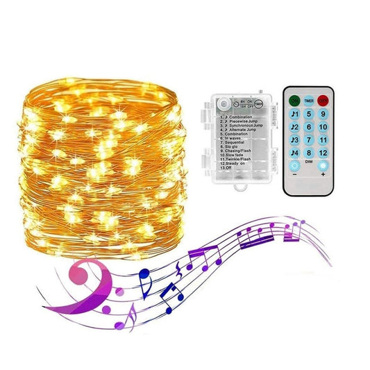 5M 50LED String Lights Sound Activated LED Music Fairy Lights Battery Operated