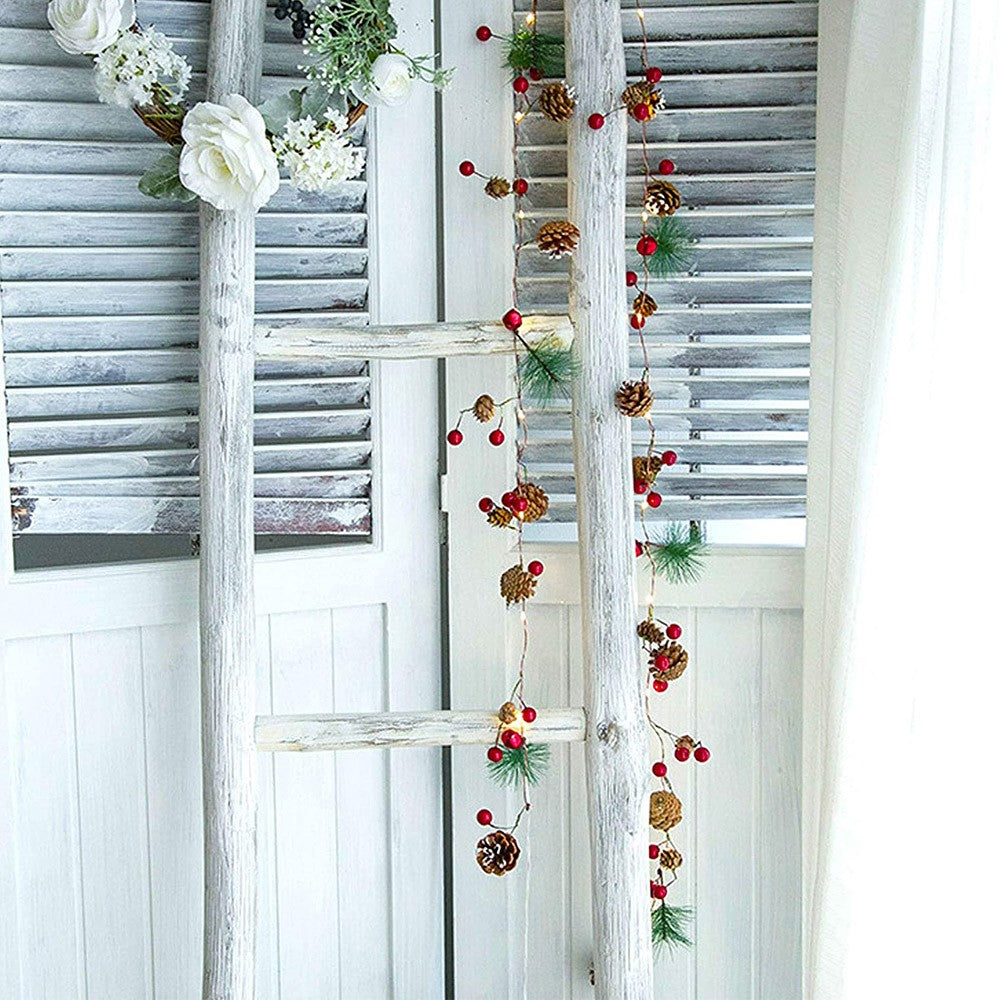 2m 20Led  Christmas Bell Pine Needle Pine Cone Xmas Garland with Light