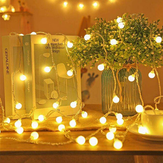 5M 50LED String Lights Battery Powered Ball Christmas String Lights for Indoor Bedroom Wedding Xmas Party Holiday Decoration