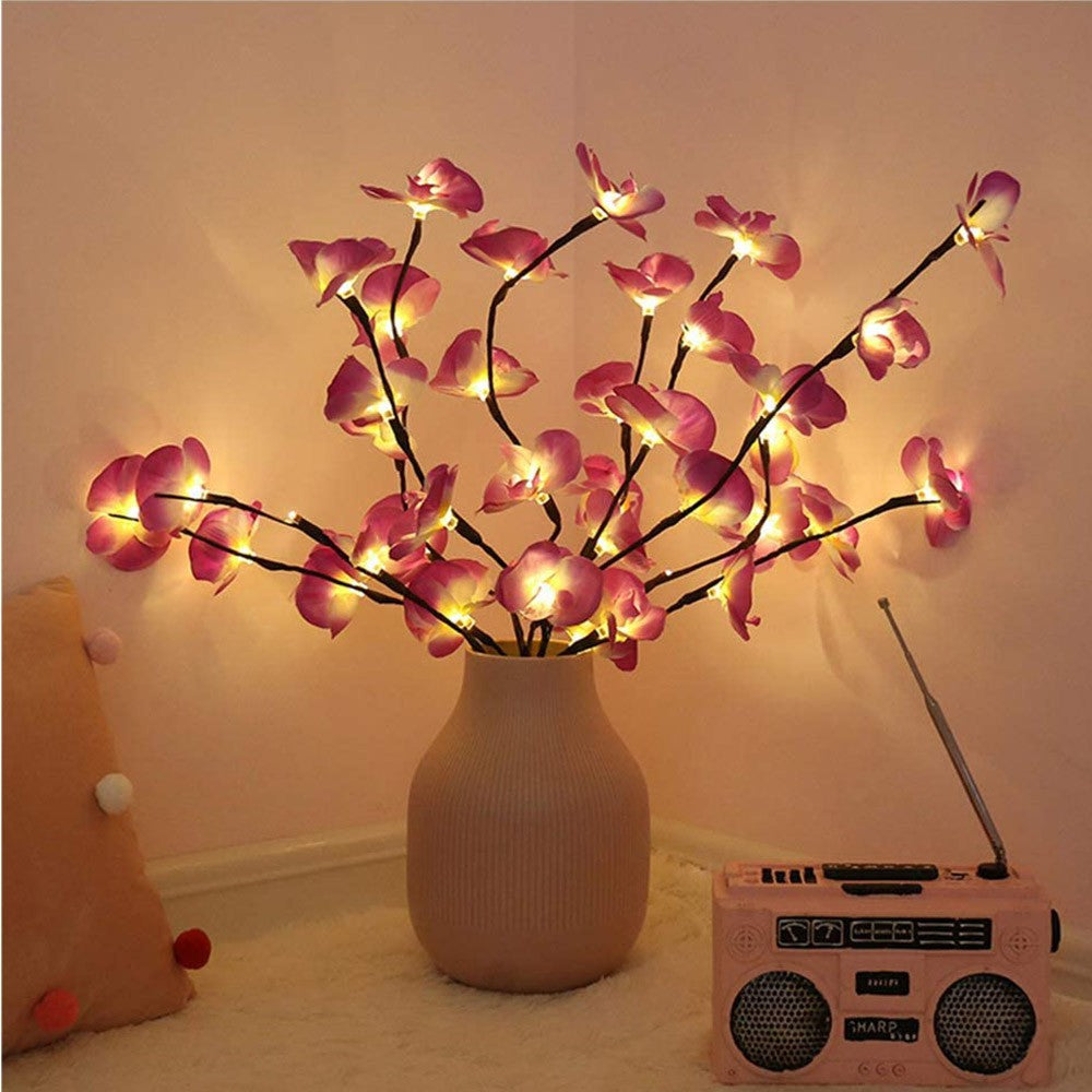 3Pcs Lighted Flowers Branch Artificial Phalaenopsis Decorative Lights