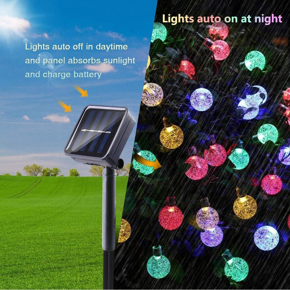 10M 100LED Solar Powered Outdoor Bulb String Lights Waterproof