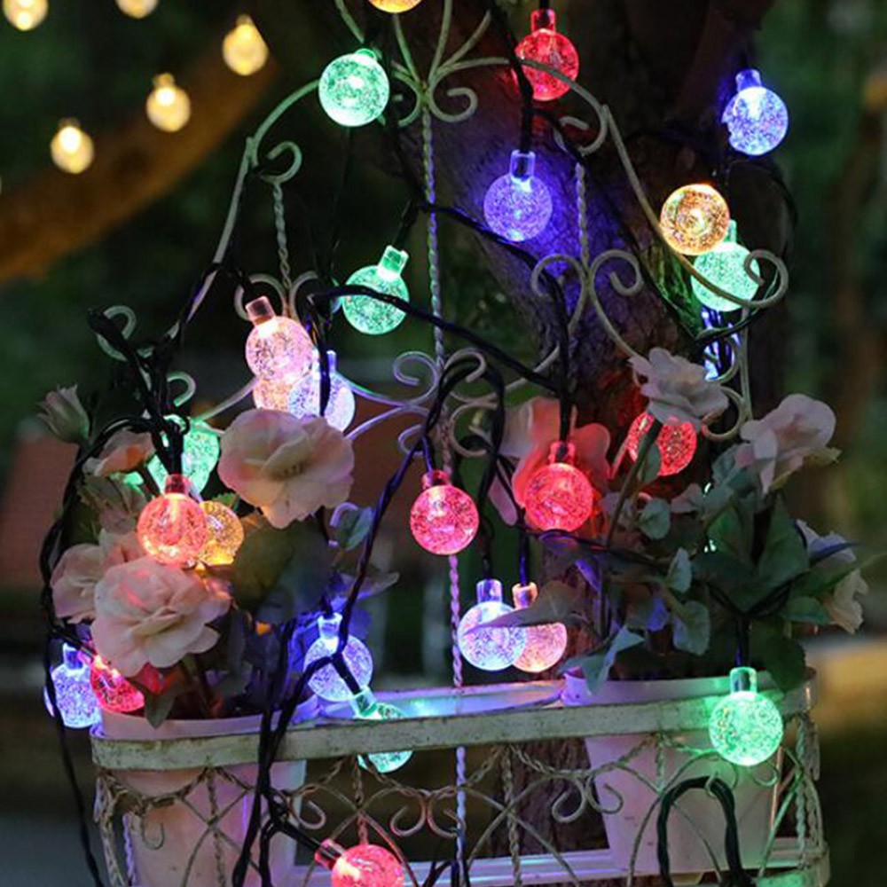 10M 100LED Solar Powered Outdoor Bulb String Lights Waterproof