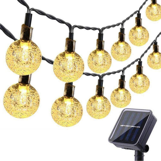 5M 50LED Solar Powered Outdoor Bulb String Lights Waterproof