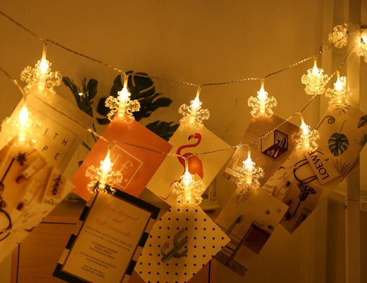 3M 20 LEDs Snow Photo Clips String Lights Battery Powered