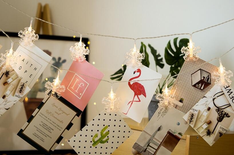 3M 20 LEDs Snow Photo Clips String Lights Battery Powered