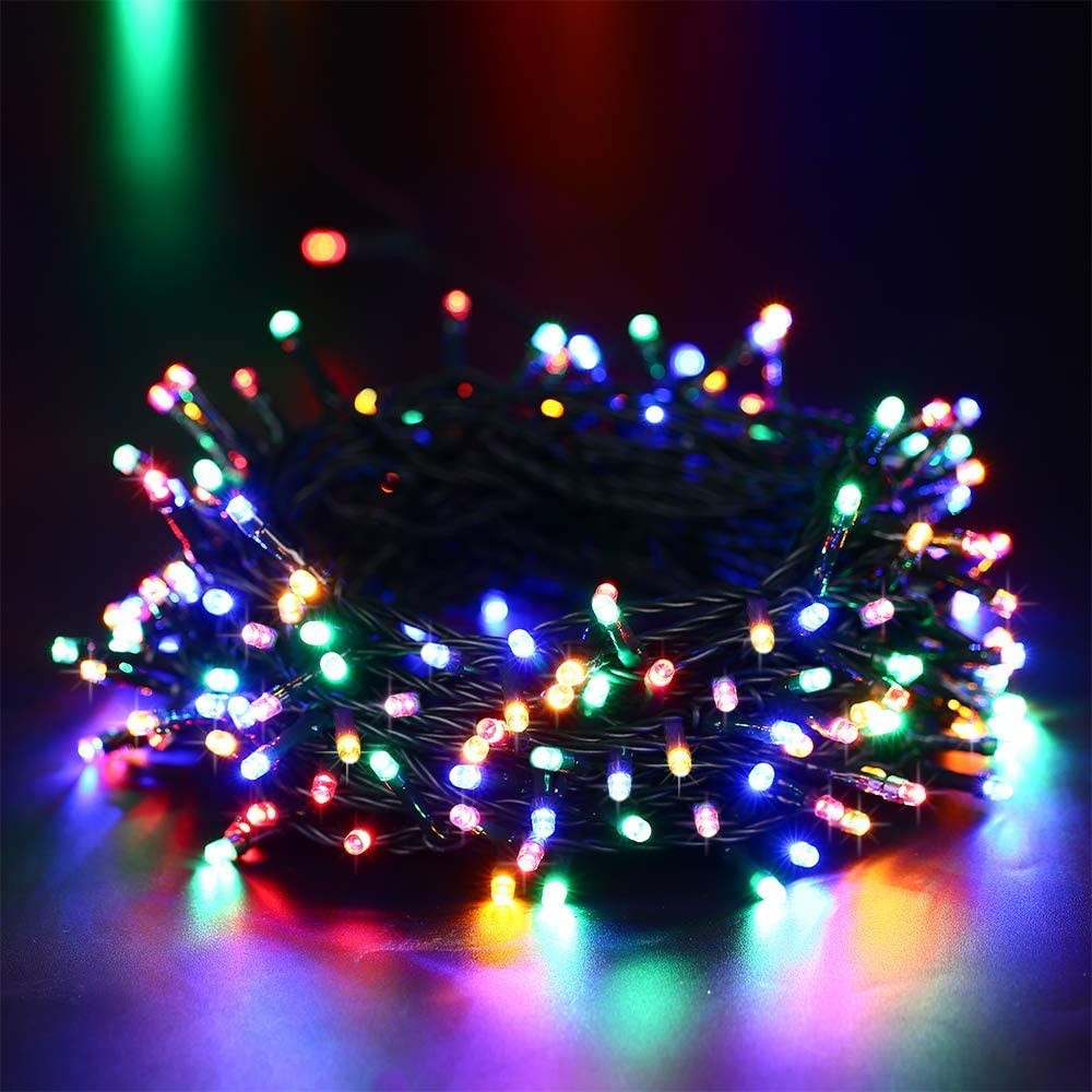 12M 100LED Multicolour 8 Mode Solar String Lights Waterproof Starry Fairy Light