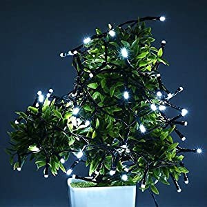 12M 100LED White 8 Mode Solar String Lights Waterproof Starry Fairy Light