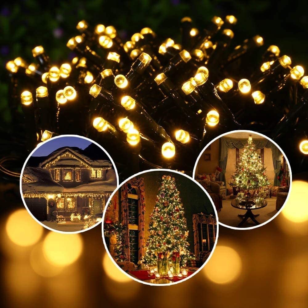 22M 200LED Warm White 8 Mode Solar String Lights Waterproof Starry Fairy Light