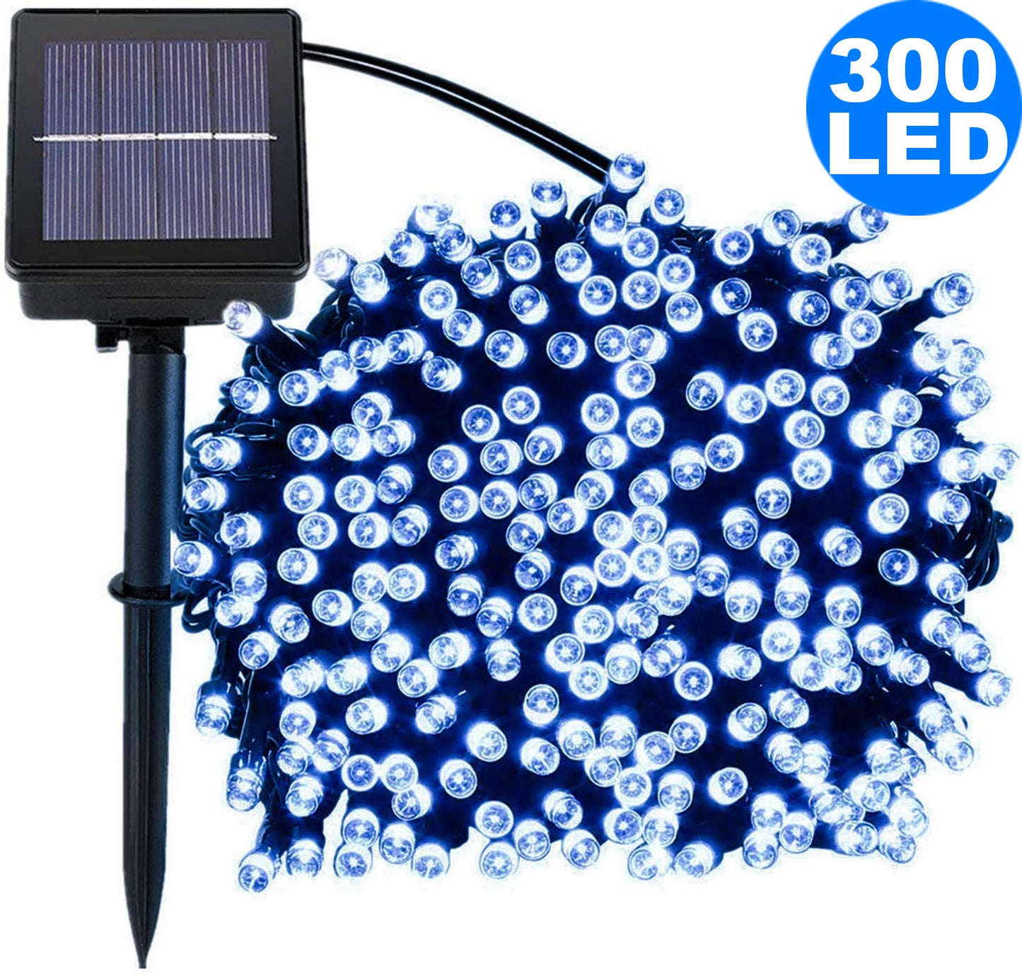 32M 300LED White 8 Mode Solar String Lights Waterproof Starry Fairy Light