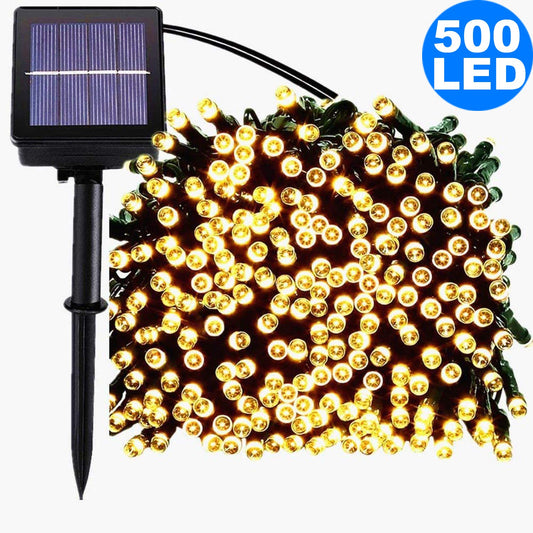 52M 500LED Warm White 8 Mode Solar String Lights Waterproof Starry Fairy Light