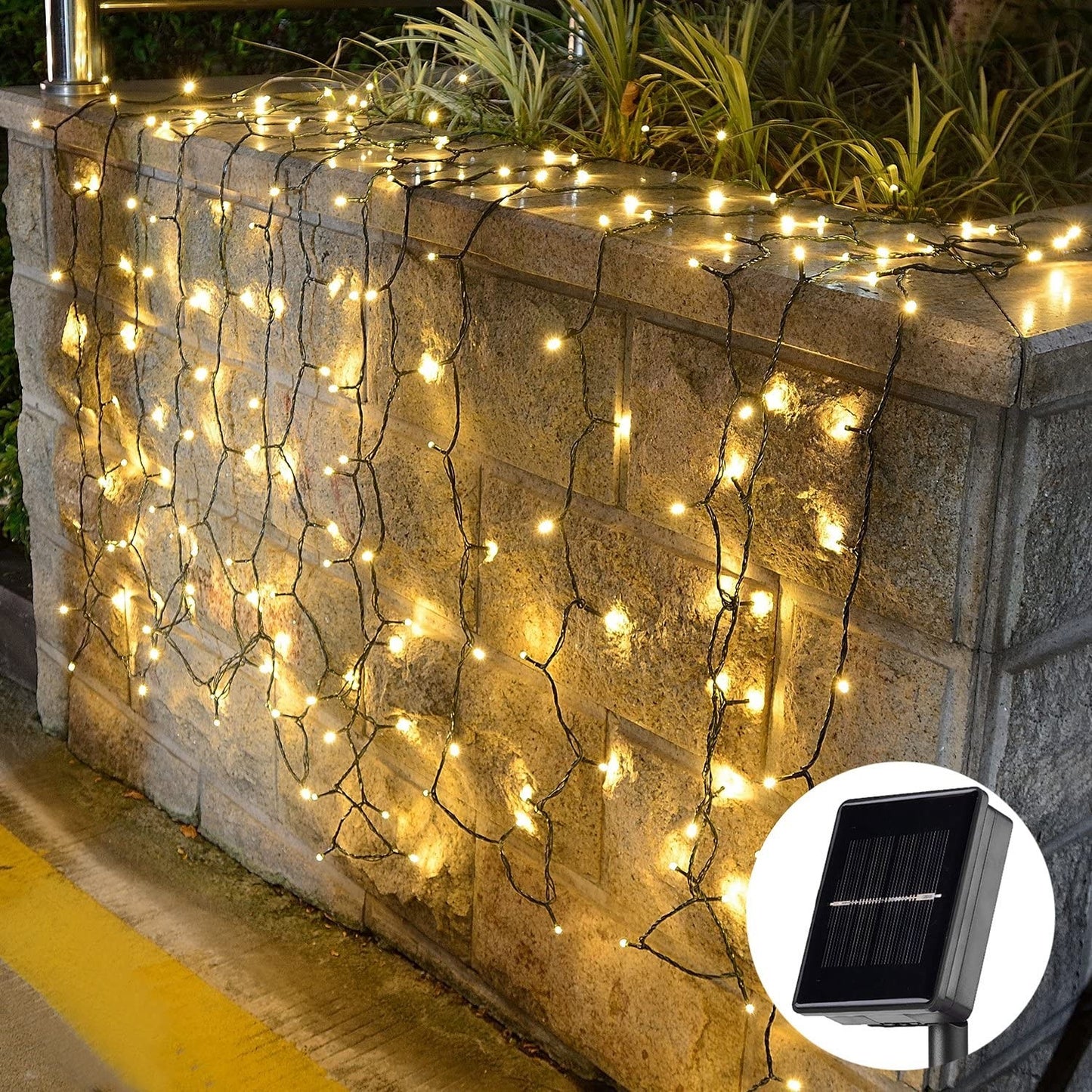 52M 500LED Warm White 8 Mode Solar String Lights Waterproof Starry Fairy Light