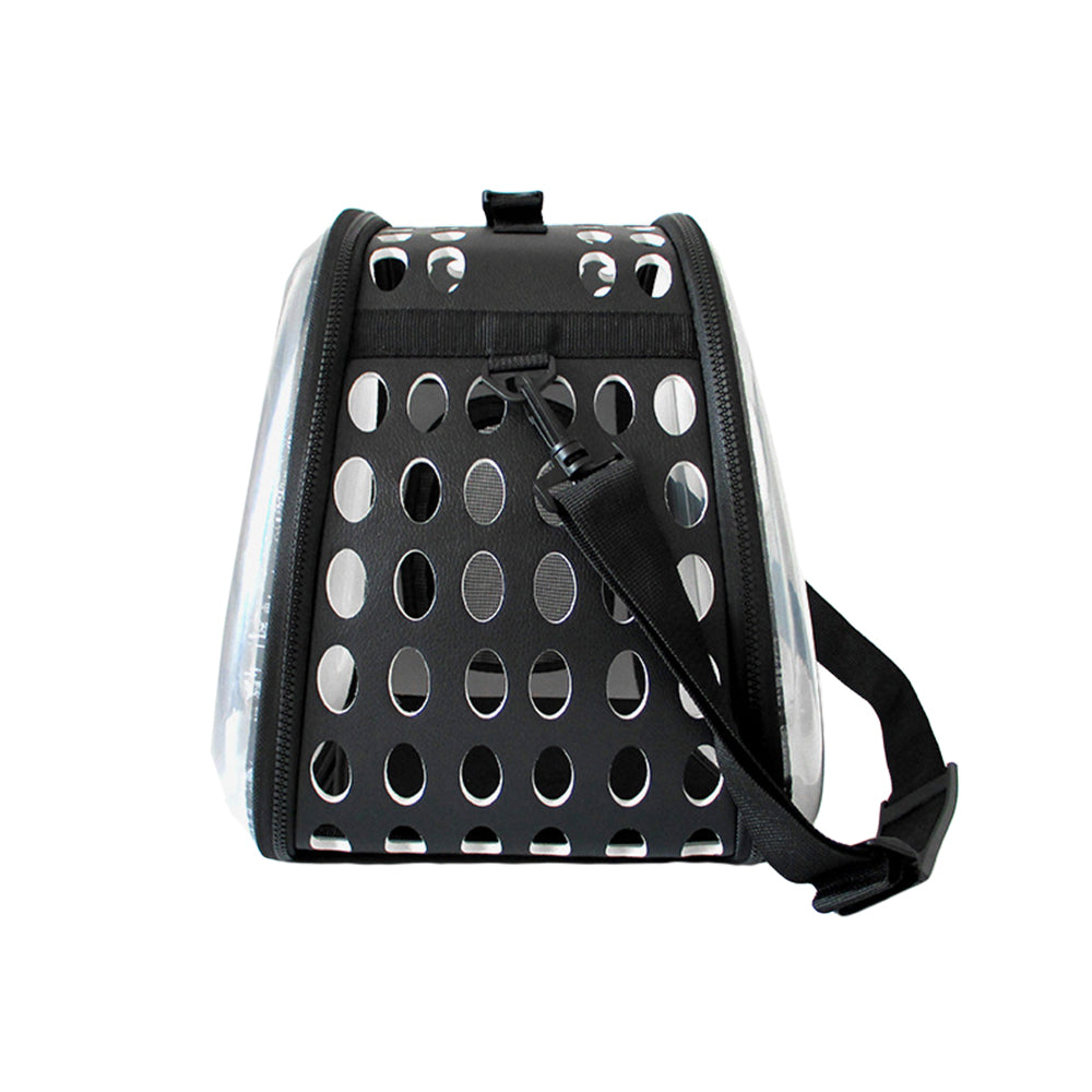 Pet Carrier Bag Outdoor Travel Space Crate Black L Size