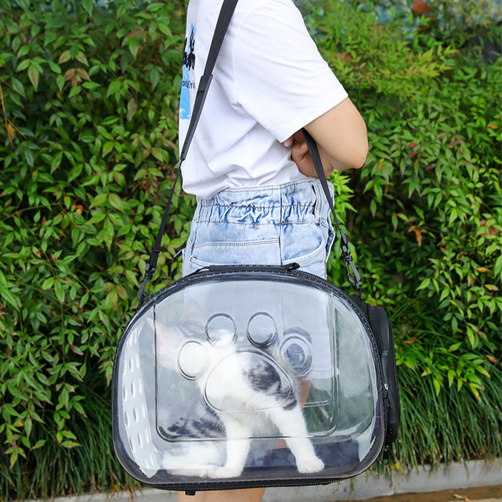 Pet Carrier Bag Outdoor Travel Space Crate Black S Size