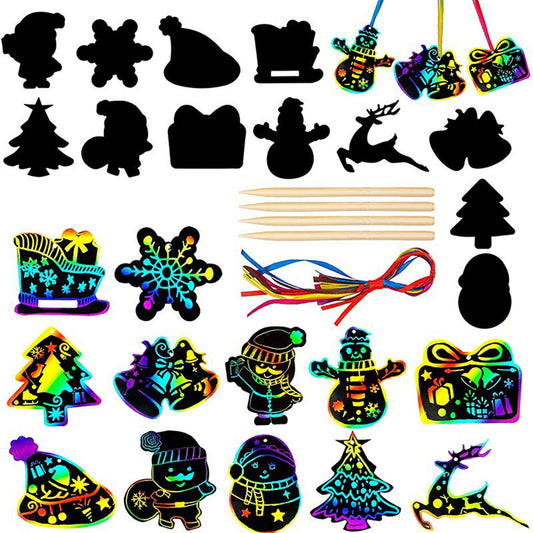 1 Set of Rainbow Scratch Art Kit Christmas Scratch Off Cards Paper