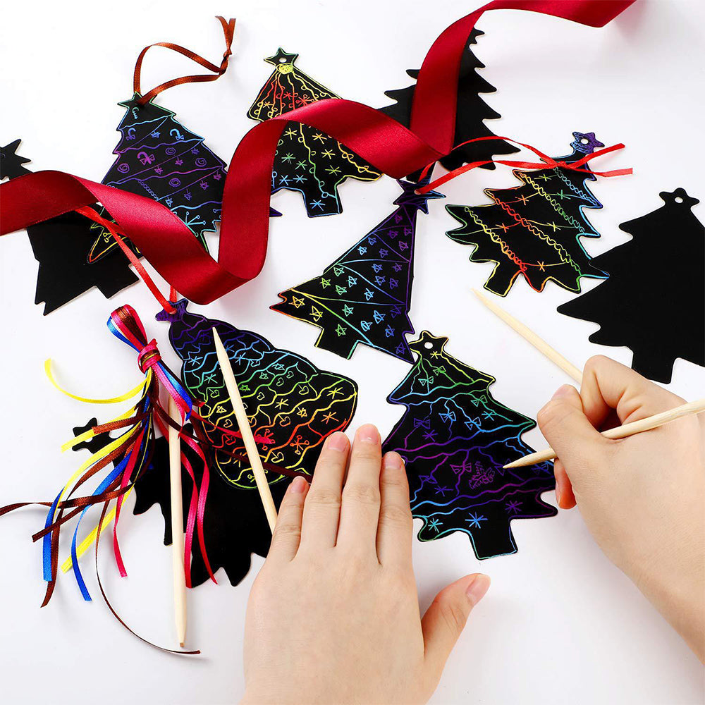 2 Sets of Rainbow Scratch Art Kit Christmas Scratch Off Cards Paper