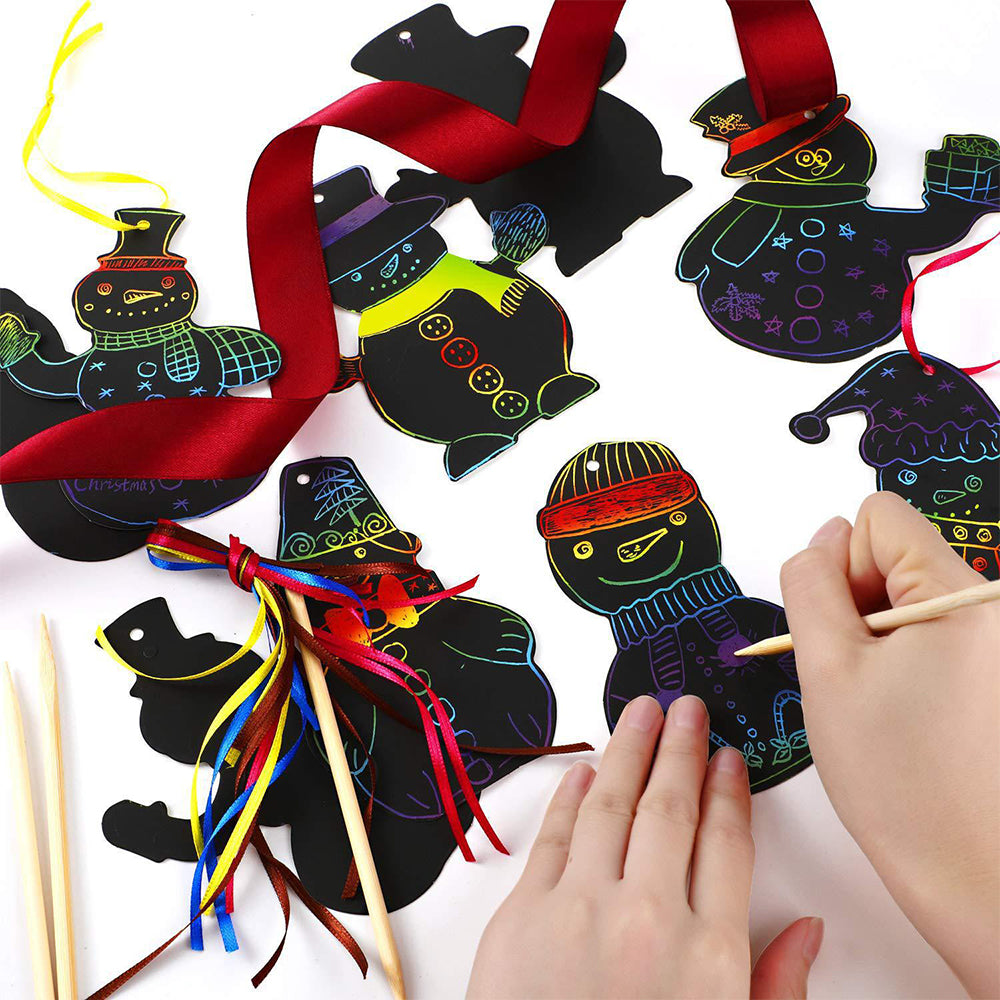 2 Sets of Rainbow Scratch Art Kit Christmas Scratch Off Cards Paper