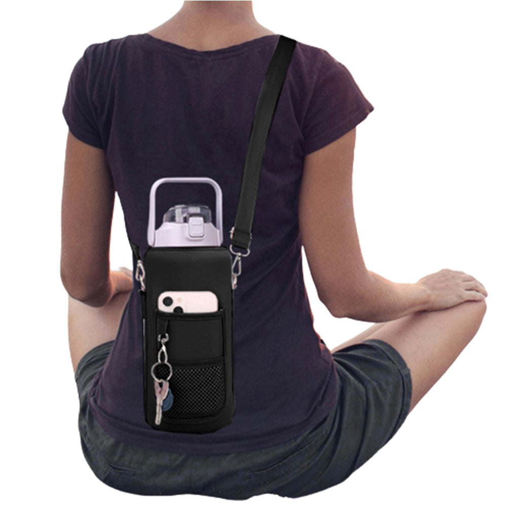 Travel Portable Neoprene Water Bottle Carrier Bag Black
