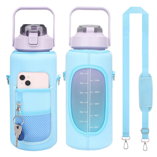 Travel Portable Neoprene Water Bottle Carrier Bag Blue