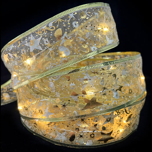 5 Meters Christmas Tree Gold Ribbon LED String Light Warm Light