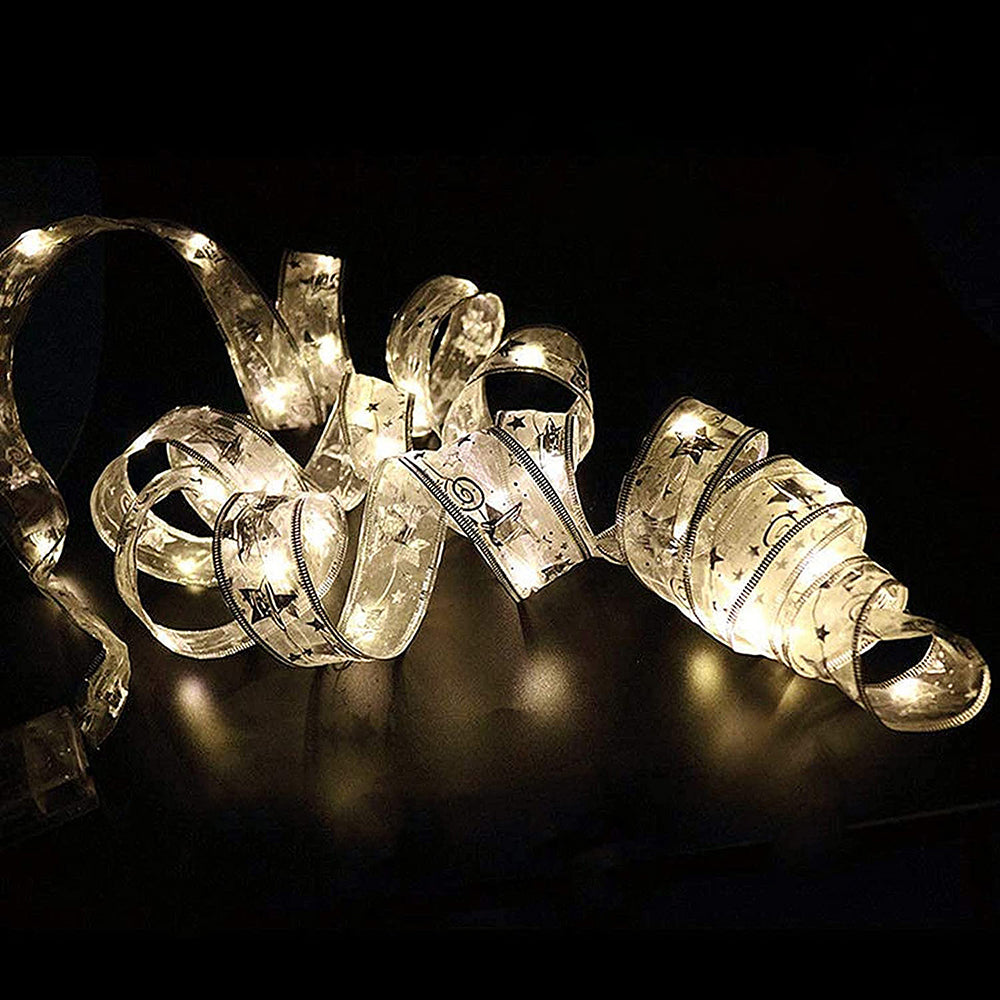 5 Meters Christmas Tree Silver Ribbon LED String Light Warm Light