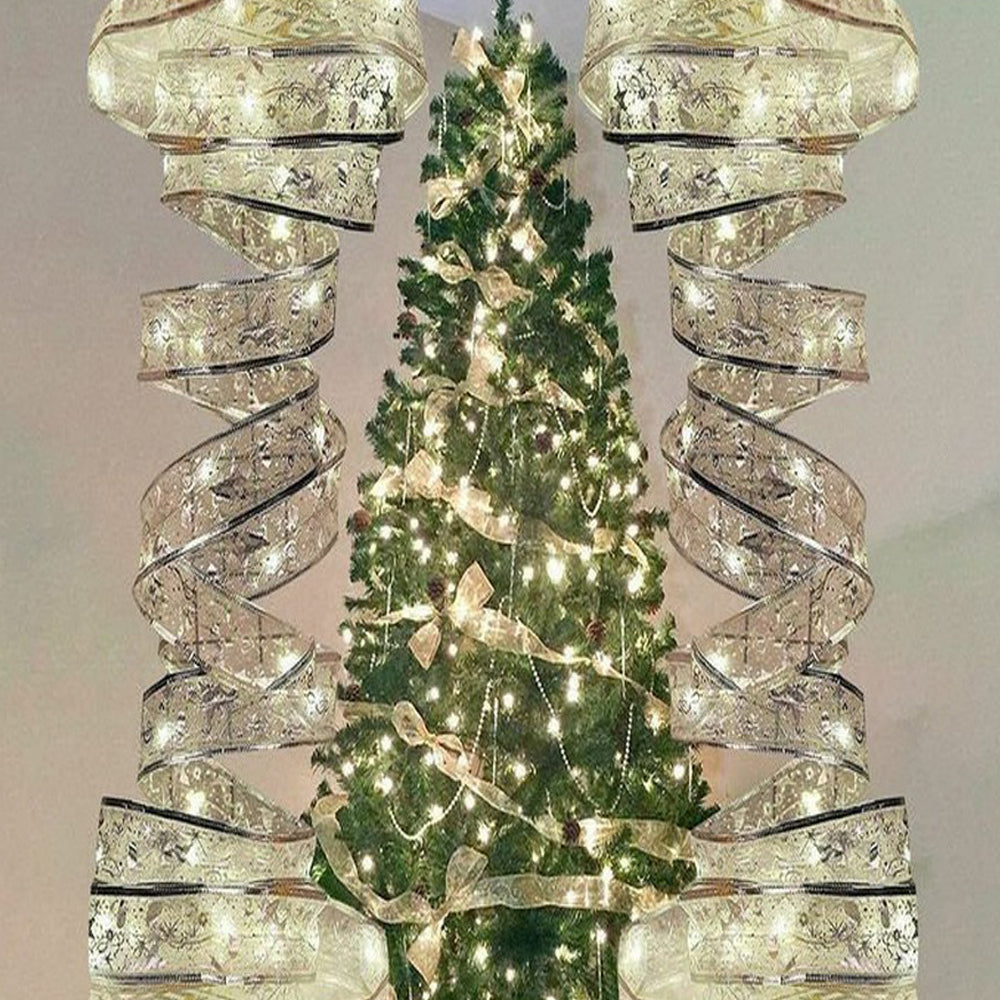 5 Meters Christmas Tree Silver Ribbon LED String Light Warm Light