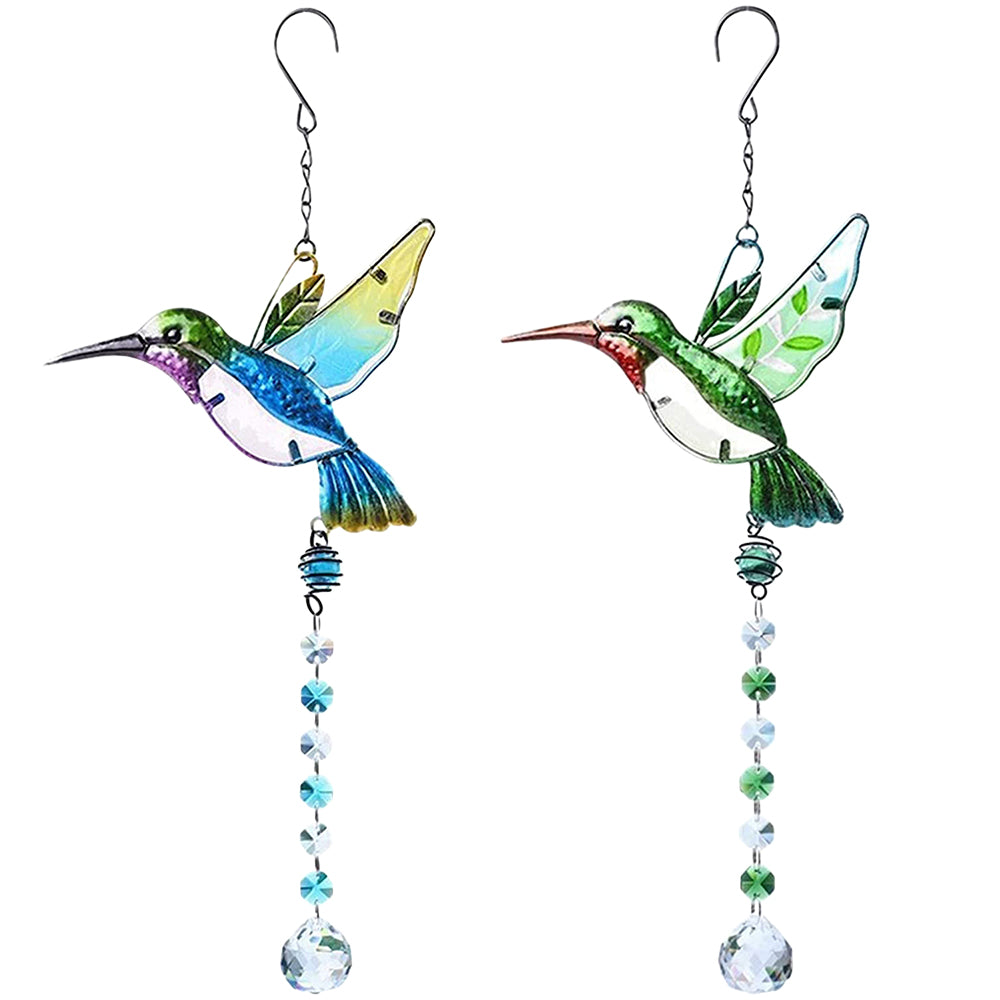 2X Rhinestone Hummingbird Suncatcher Rainbow Prism