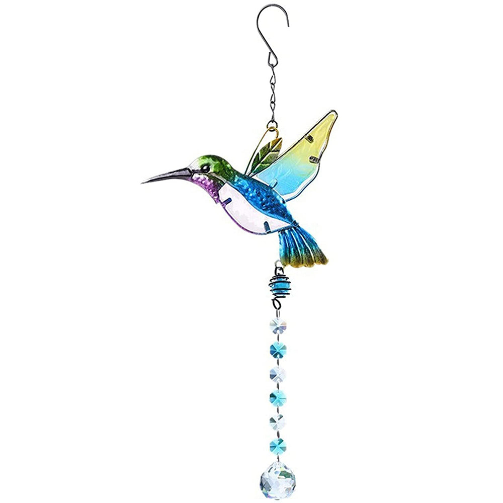1X Rhinestone Hummingbird Suncatcher Rainbow Prism Blue