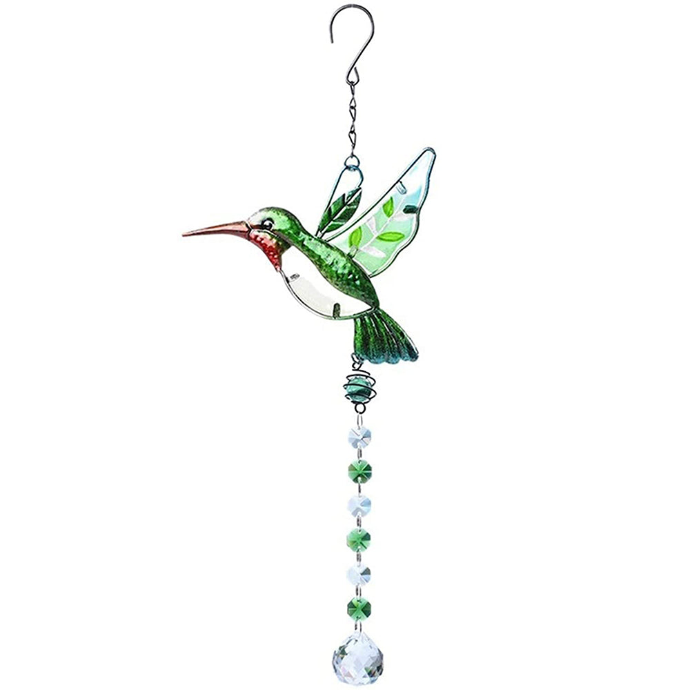 1X Rhinestone Hummingbird Suncatcher Rainbow Prism Green