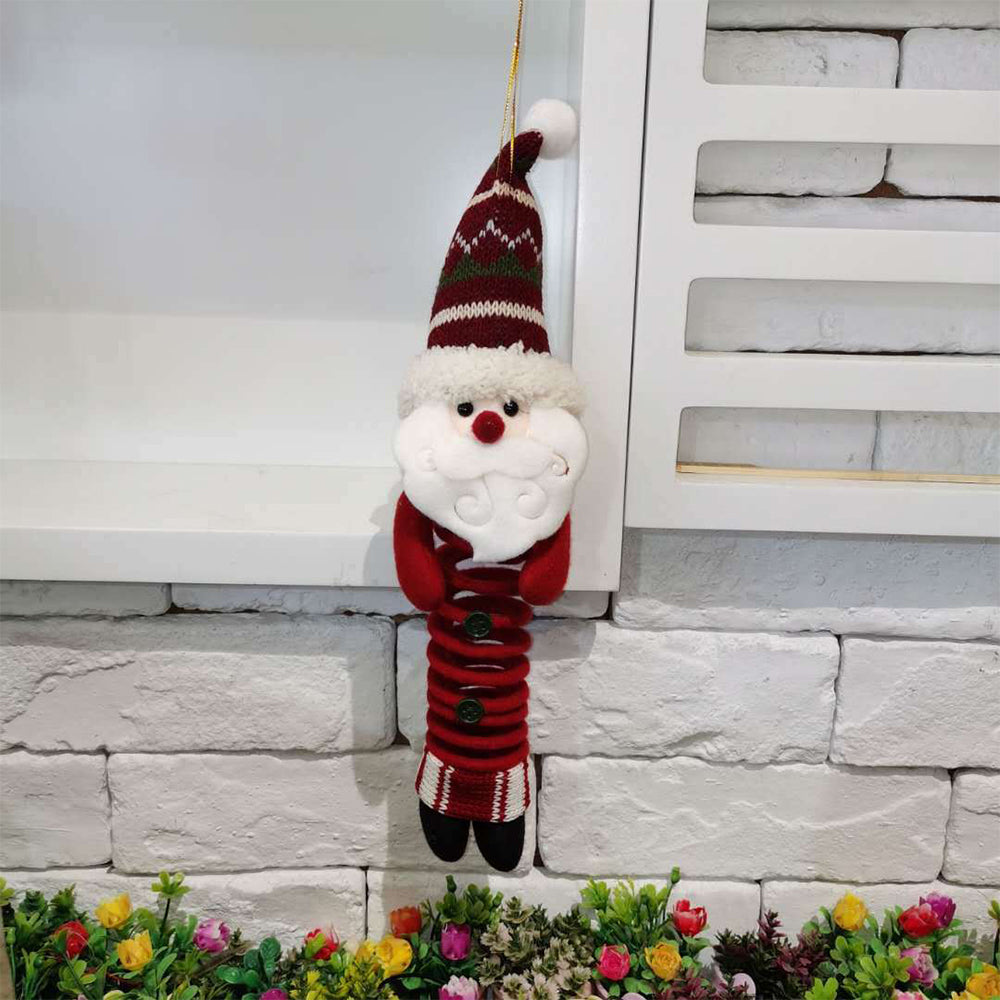 1Pcs Christmas Swing Spring Santa Claus Plush Doll Xmas Decor