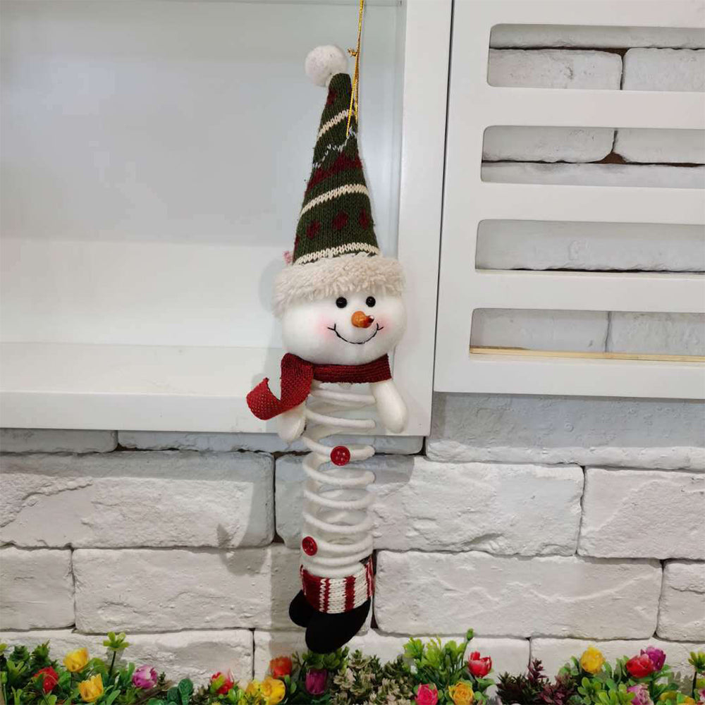 1Pcs Christmas Swing Spring Snowman Plush Doll Xmas Decor
