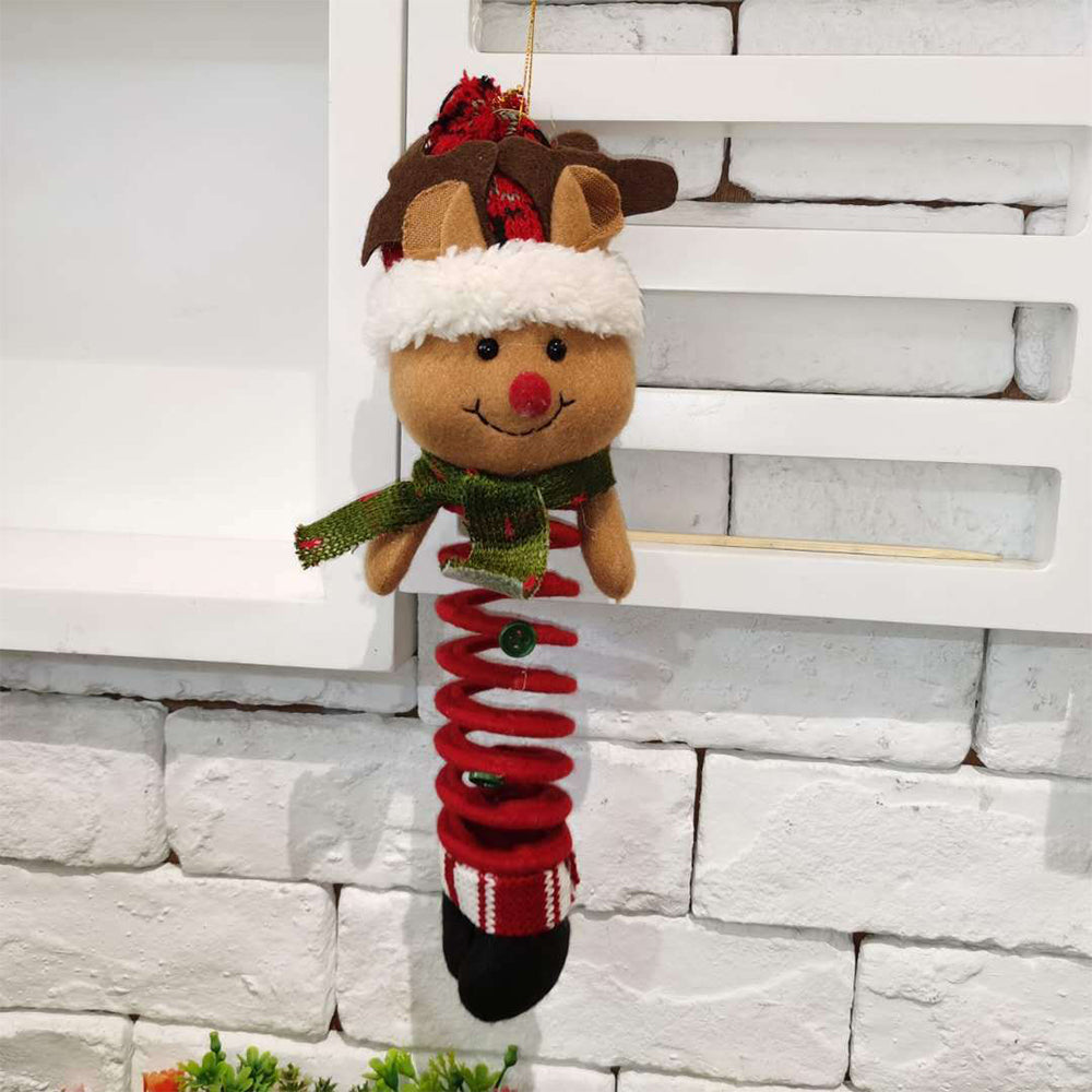1Pcs Christmas Swing Spring ELk Plush Doll Xmas Decor
