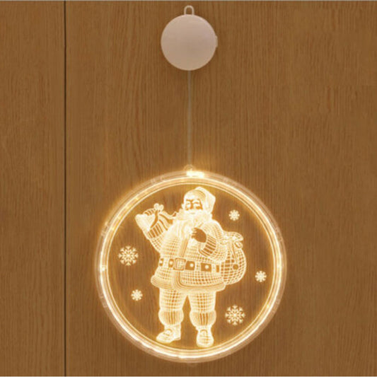 16cm Christmas Santa Claus Print Window Hanging Light Xmas Decor