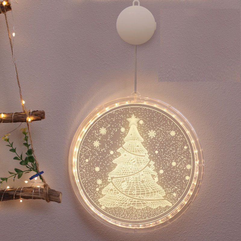 16cm Christmas Tree Print Window Hanging Light Xmas Decor