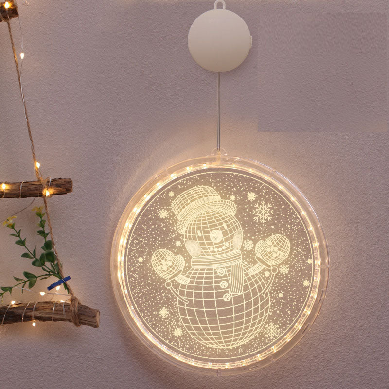 16cm Christmas Snowman Print Window Hanging Light Xmas Decor