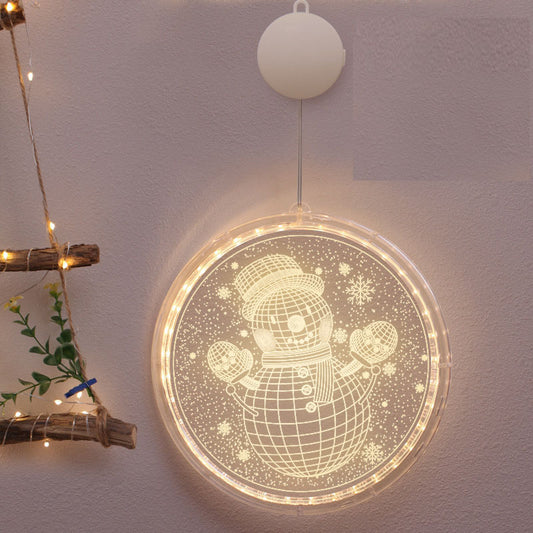16cm Christmas Snowman Print Window Hanging Light Xmas Decor
