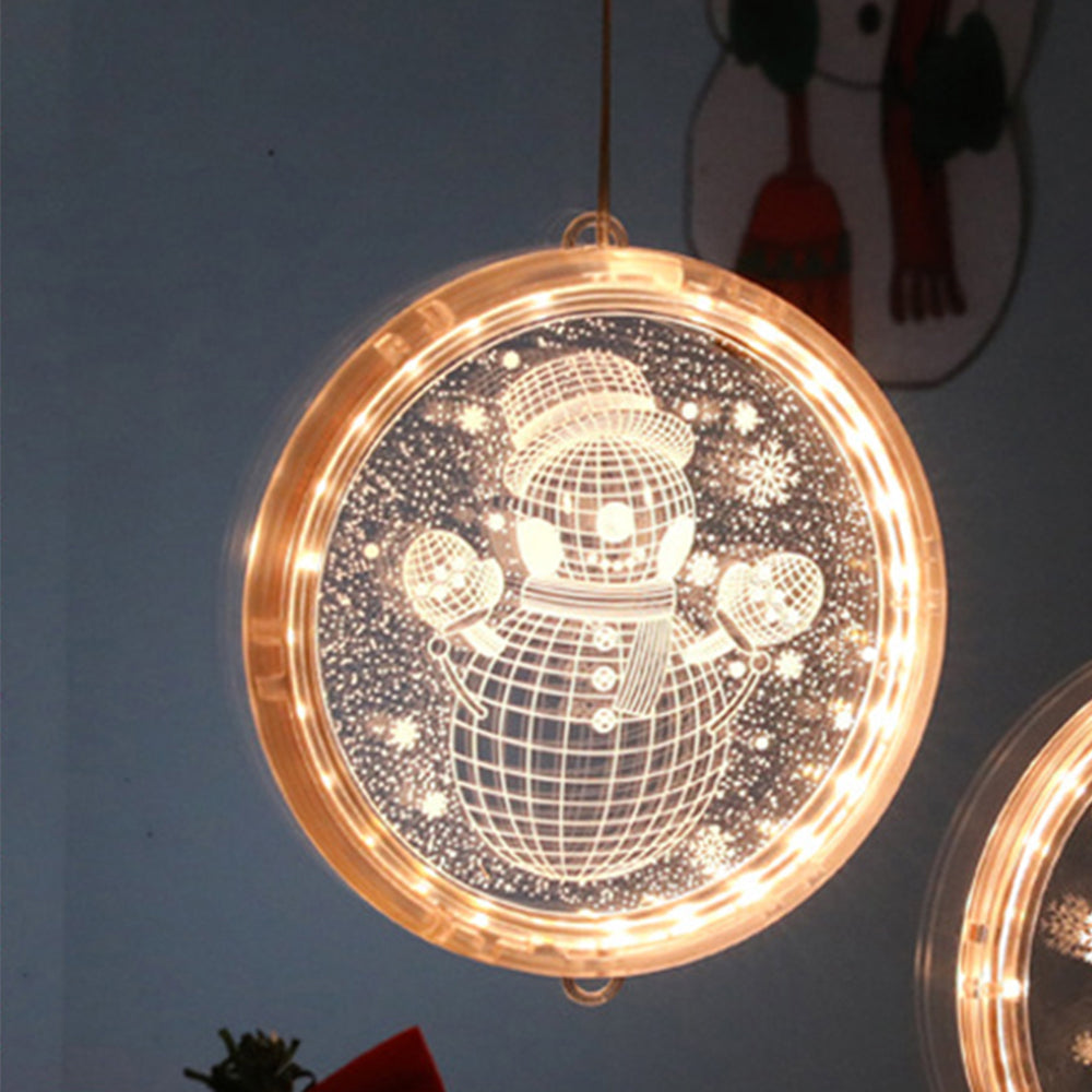 16cm Christmas Snowman Print Window Hanging Light Xmas Decor
