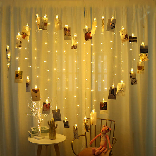 Heart Shape Picture Clip String Lights with 32 Clips