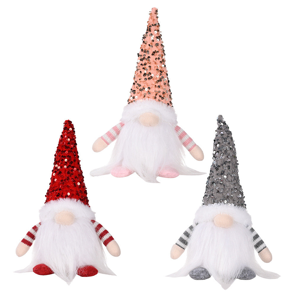 3Pcs Christmas Gnome Xmas Decor with LED Light and Bling Hat